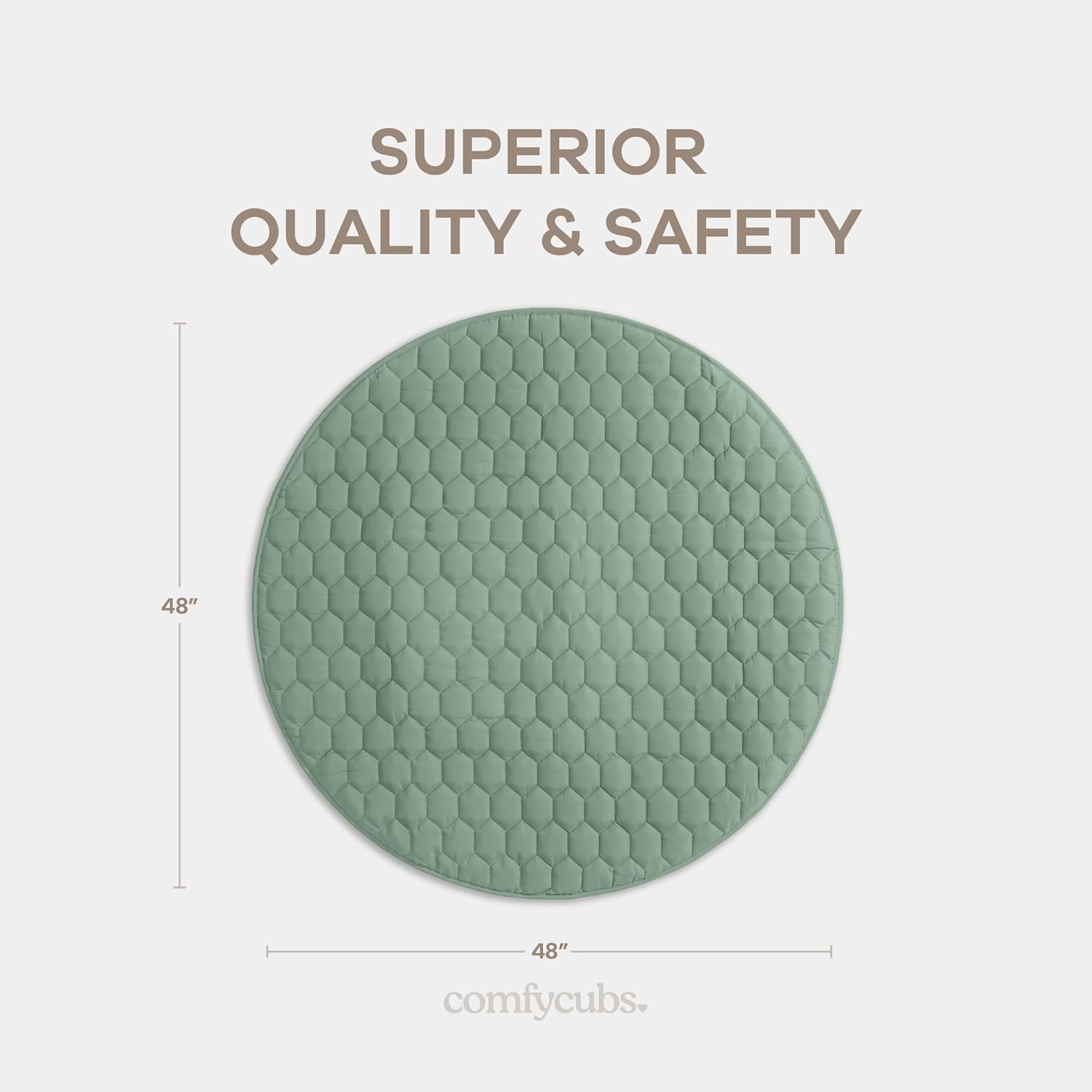 Comfy Cubs Round Kids Play Mat - Medium 48 inches Soft Quilted Baby Floor Mat with Non-Slip Bottom