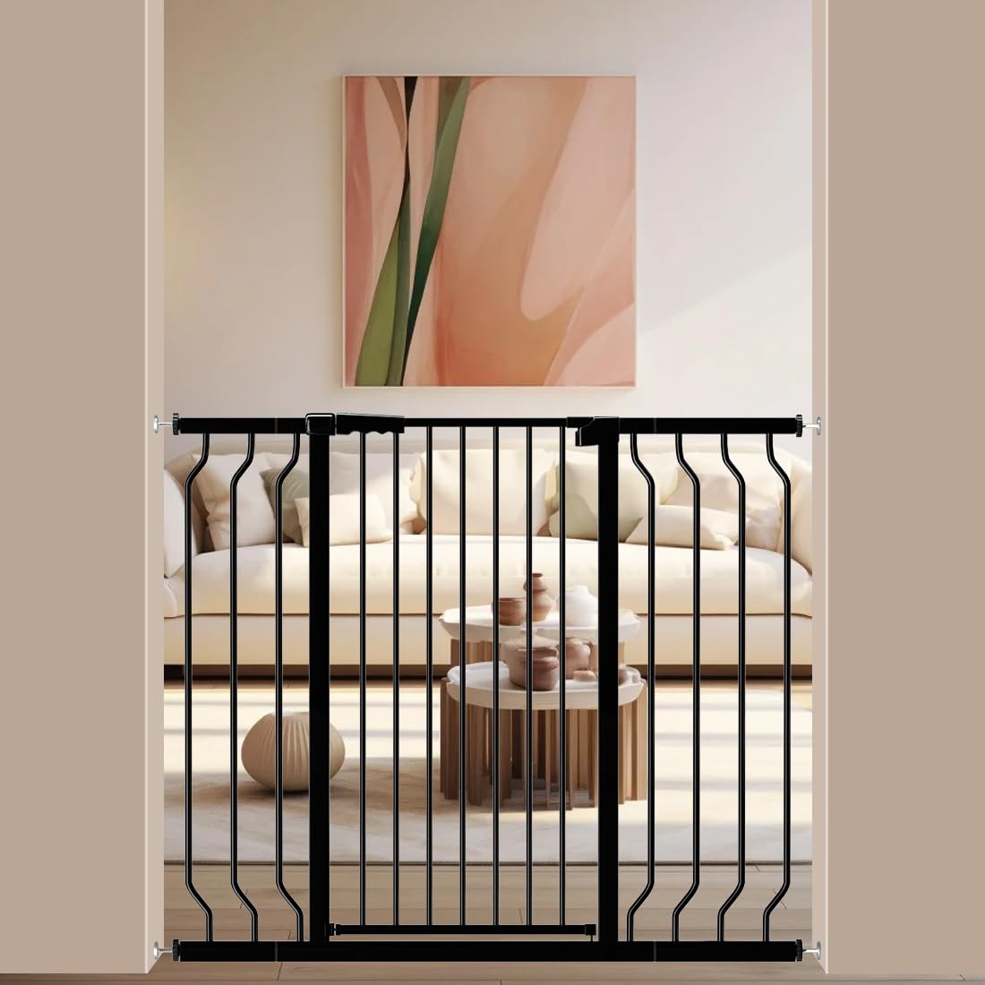 WAOWAO Extra Tall 40.55" Baby Gate 29.92-46.85" Wide Pressure Mounted Walk Through Swing Auto Close