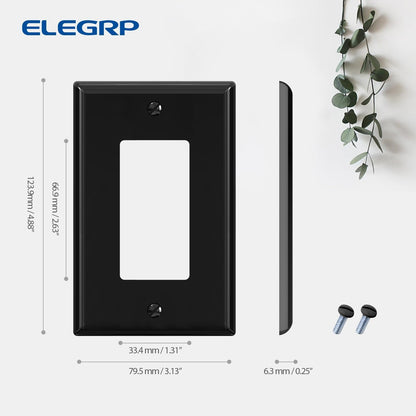 ELEGRP Decorative Receptacle Wall Plate, 1-Gang Mid Size Outlet Decorator Cover, Unbreakable