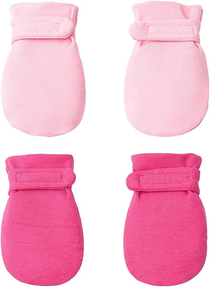 Newborn Baby No Scratch Mittens Stay On, 100% Cotton Breathable, Adjustable Infant Gloves for Baby
