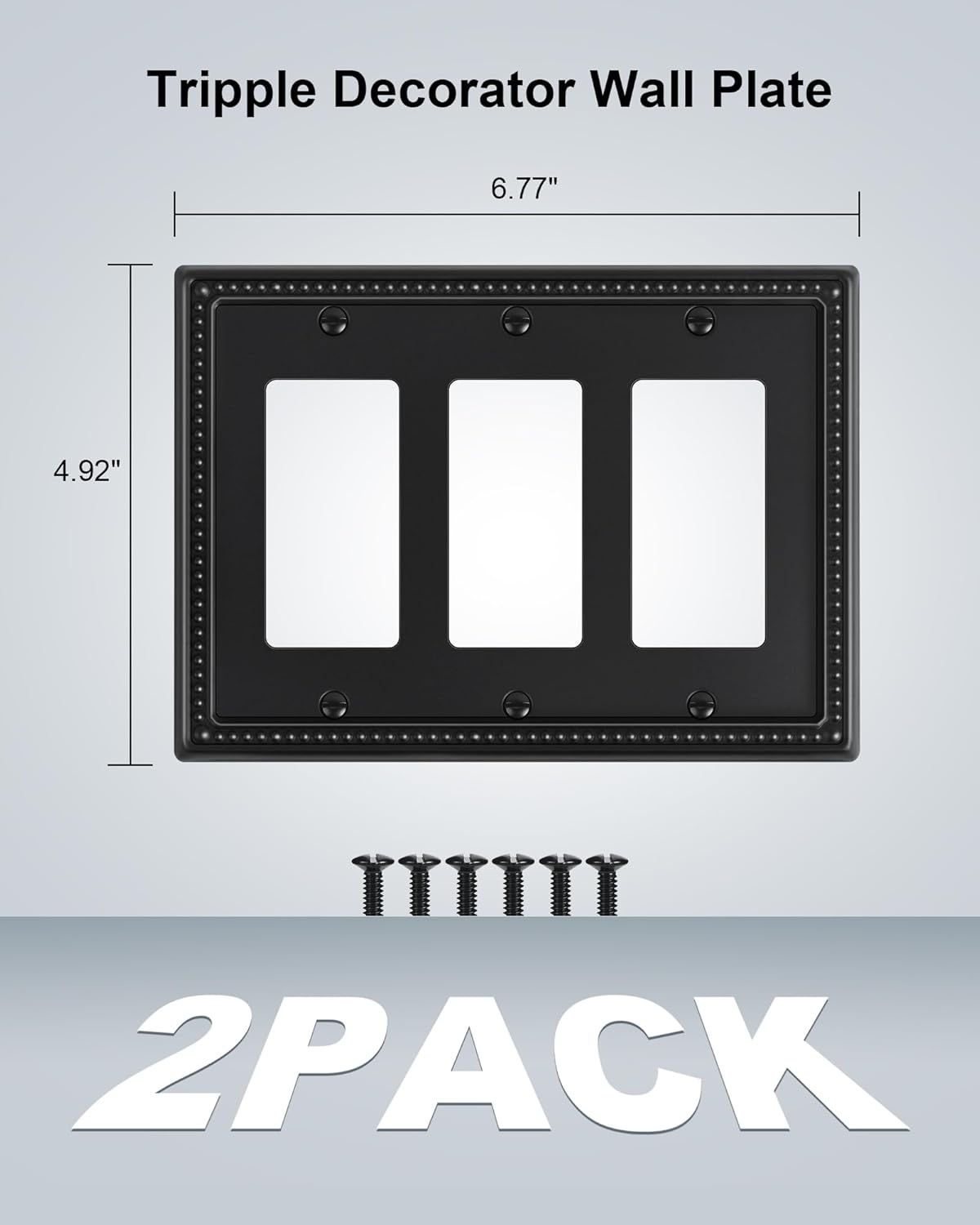 2-Pack Triple Decorator Outlet Cover Plate, Black Pearls Decorative Switch Plates and Outlet