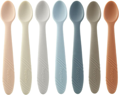 PandaEar 7 Pack Silicone Baby Feeding Spoons, First Stage Training Spoon Infant Utensils Feeding