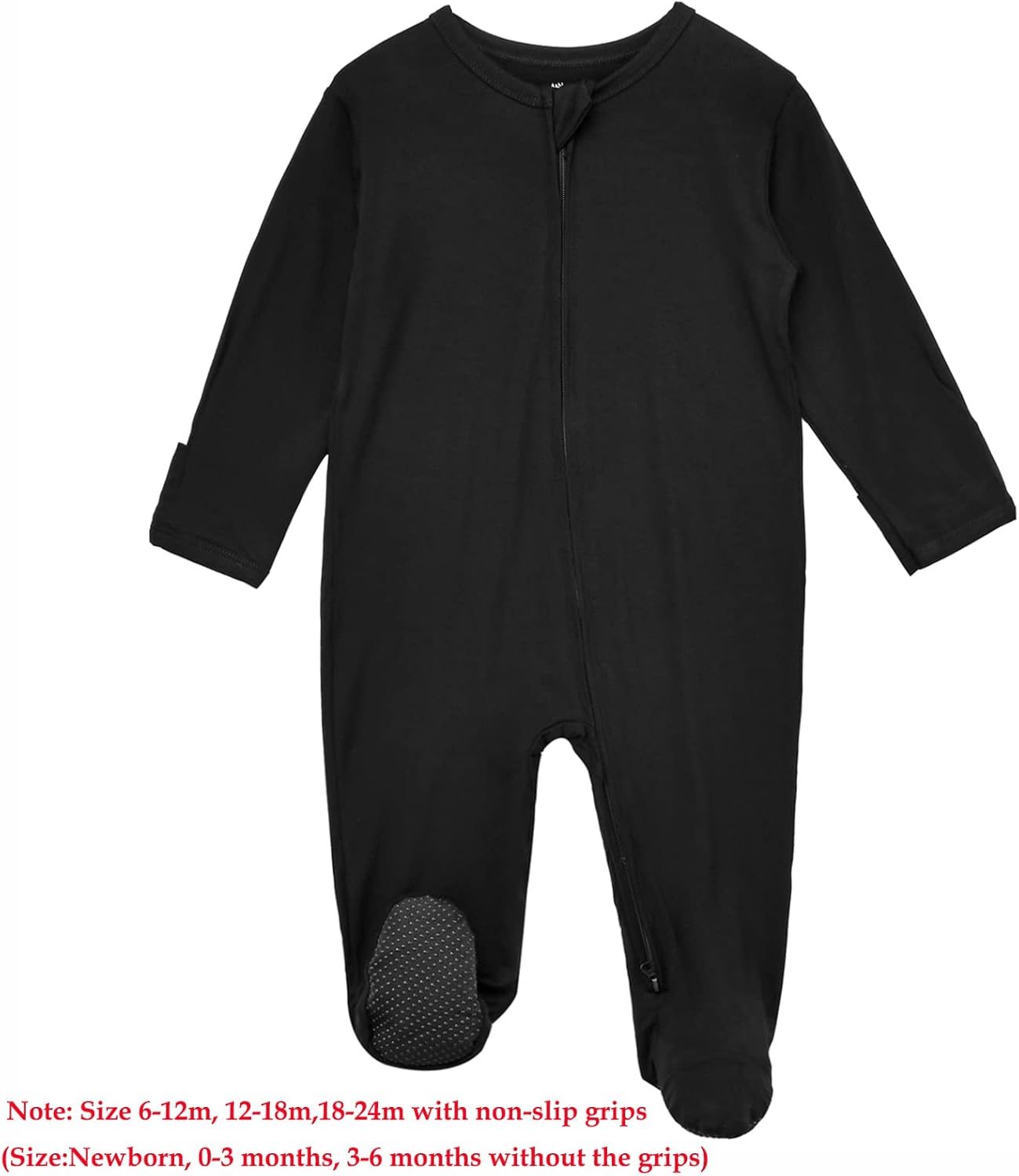 Aablexema Baby Zipper Pajamas Bamboo Rayon, 3pcs Unisex Infant Onesie with Mitten Long Sleeve