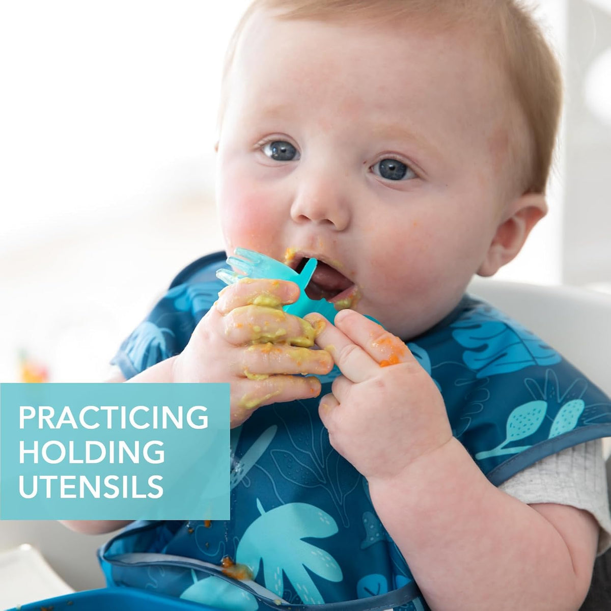 Bumkins Baby Utensils Set, Chewtensils Silicone Spoons for Dipping, Self-Feeding, Baby Led Weaning
