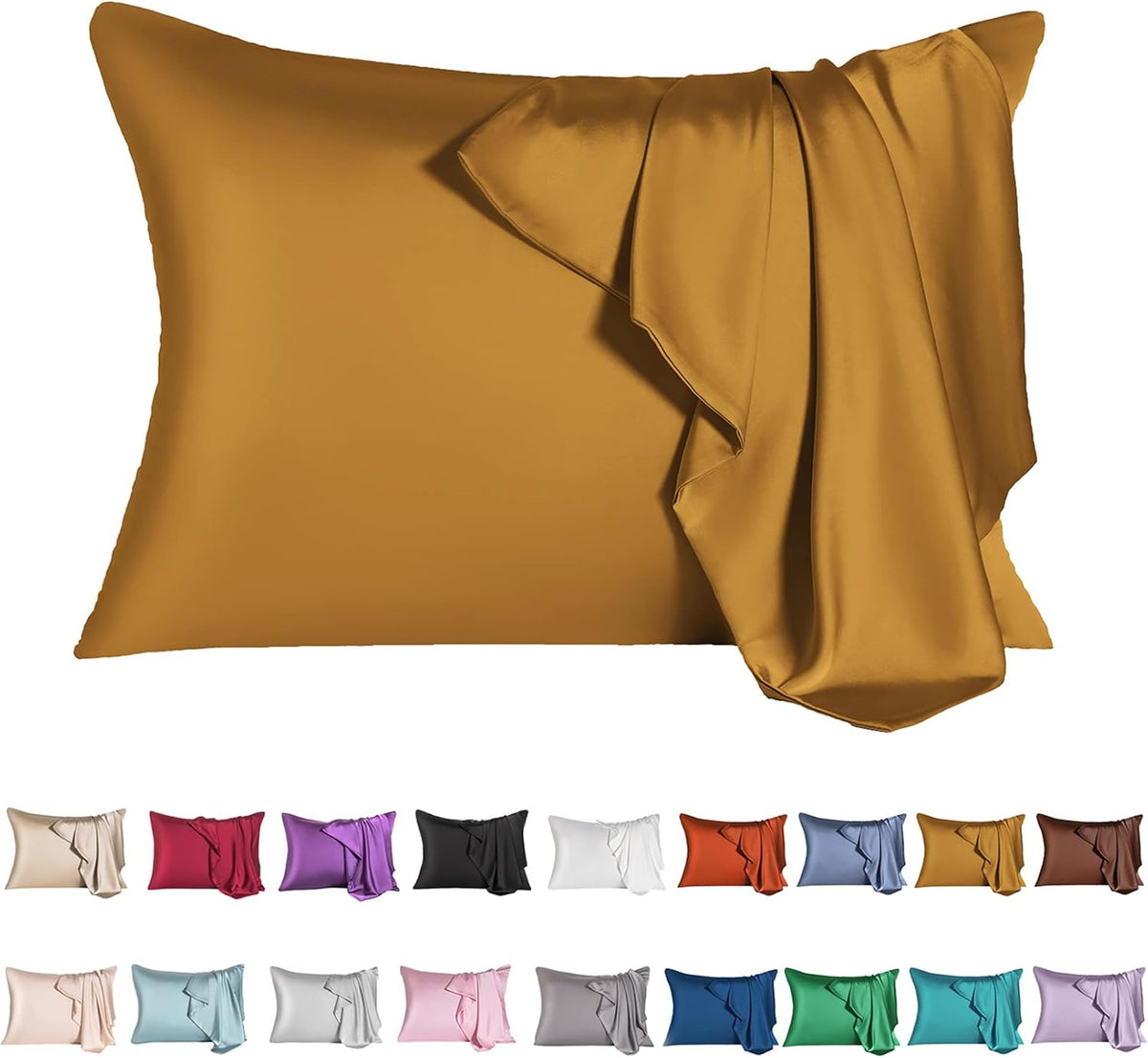 Mulberry Silk Pillowcase for Hair and Skin,Queen Size Cooling Silk Pillow Case with Hidden
