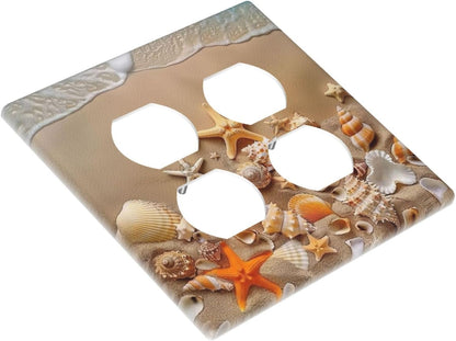 Decorative Outlet Covers Beachy Sea Ocean Seashell Starfish 2 Gang Wall Plate Cover Double Duplex