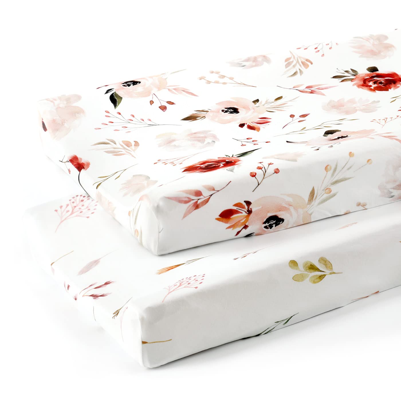 GRSSDER Stretch Ultra Soft Jersey Knit Changing Pad Cover Set 2 Pack, Change Table Pad Covers Fit