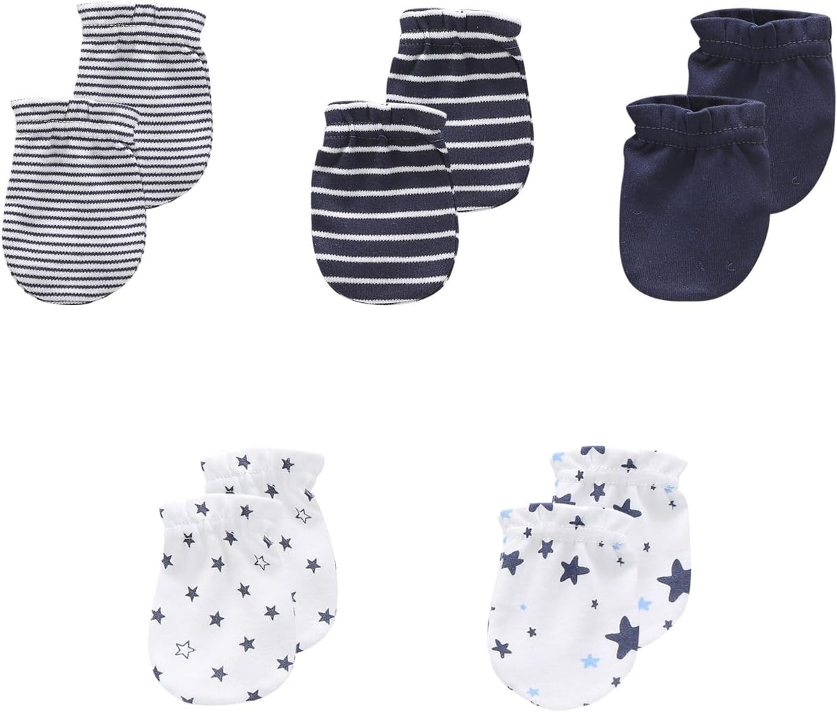5 Pack Unisex New Born Boy Girls No Scratch Mittens Cotton Soft Baby Gloves Accessory 0-3 Months