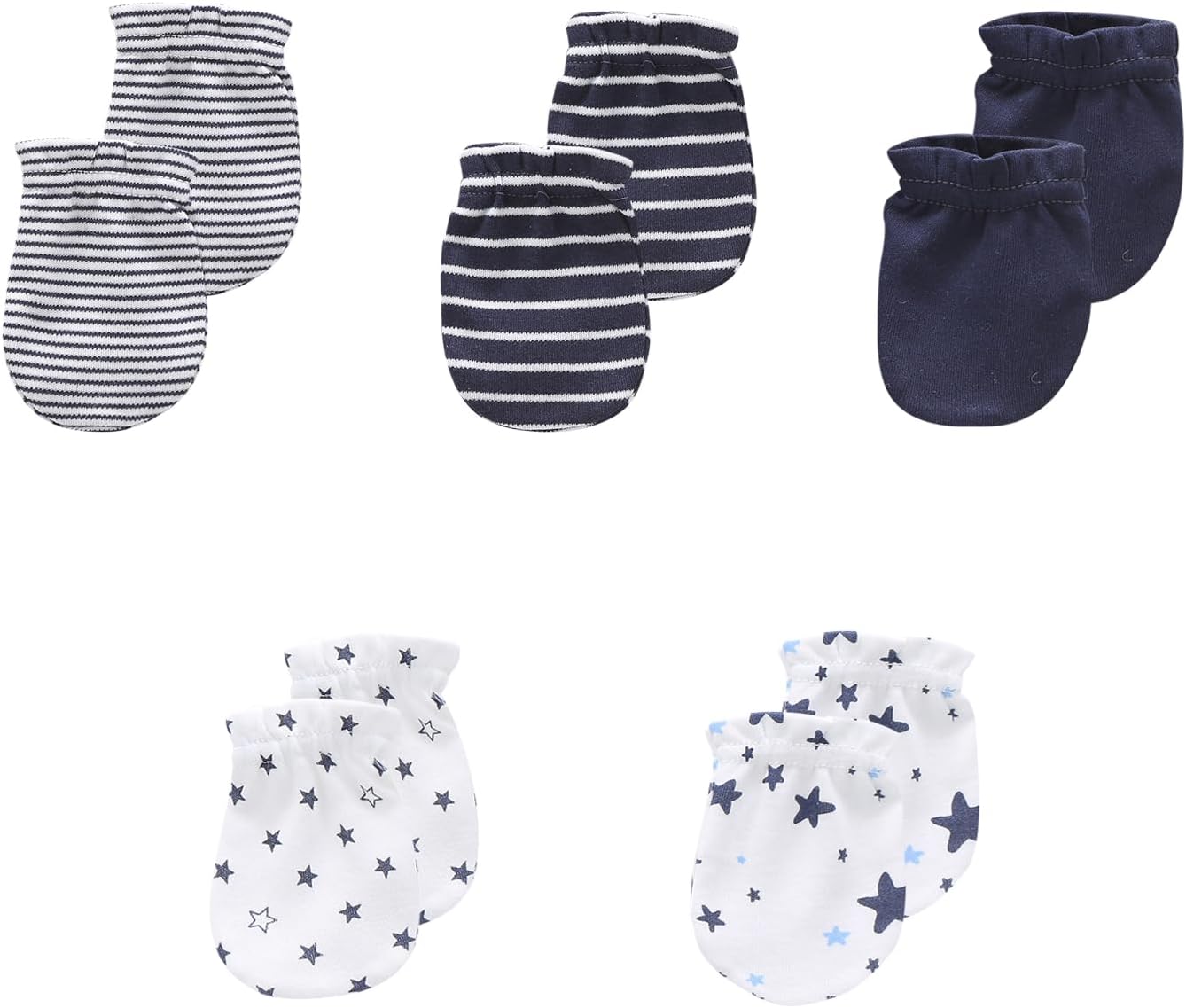 5 Pack Unisex New Born Boy Girls No Scratch Mittens Cotton Soft Baby Gloves Accessory 0-3 Months
