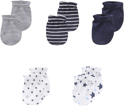 5 Pack Unisex New Born Boy Girls No Scratch Mittens Cotton Soft Baby Gloves Accessory 0-3 Months