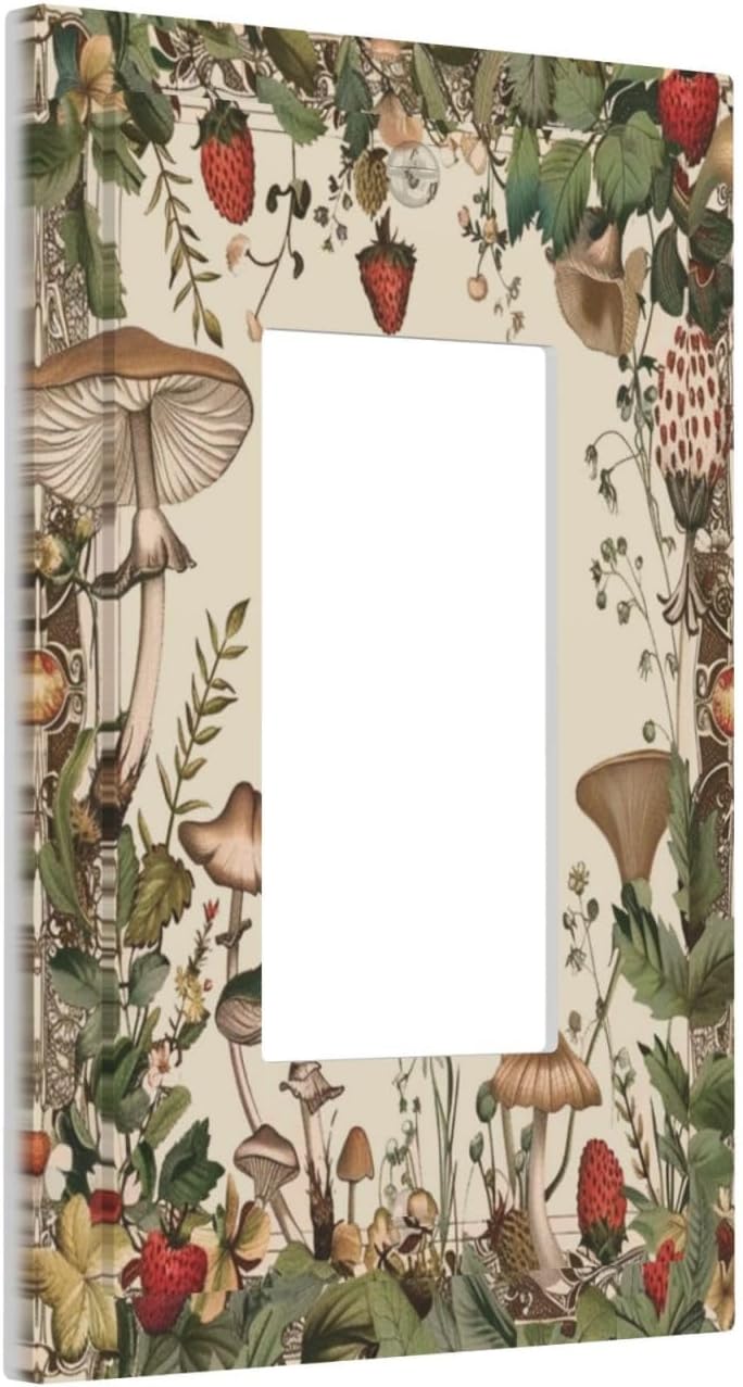 Decorative Outlet Covers Rustic Mushroom Garden Red Strawberry 1 Gang Single Decora GFCI Device