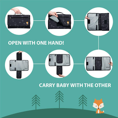 Portable Changing Pad - Waterproof Travel Baby Diaper Changing Pad, Mat Foldable, Wipes Pocket