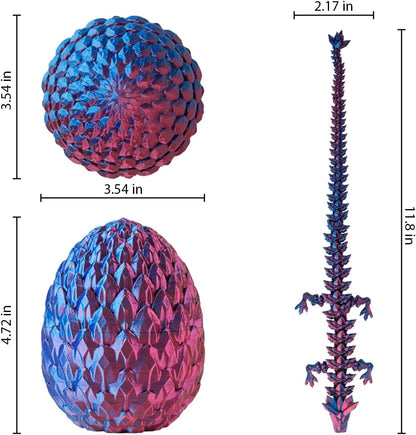 3D Printed Dragon in Egg, Beautiful Flexible Crystal Dragon, Gifts for Adults and Kids (Laser