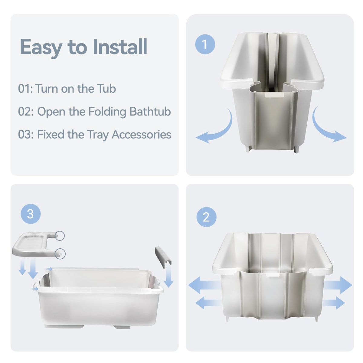 Collapsible Baby Bathtub - Large Capacity Baby Bath Tub with Thermometer & Soft Cushion | Portable