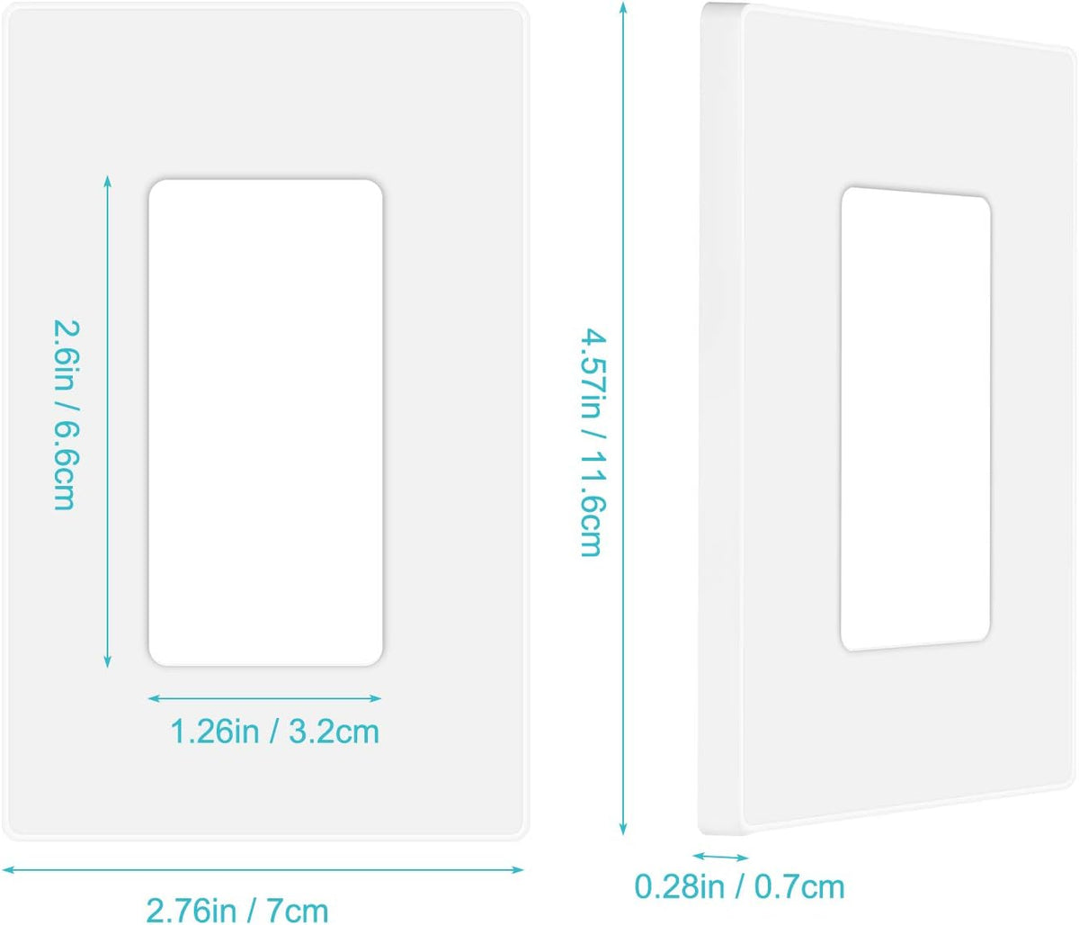 10 Pack 1-Gang Screwless Wall Plate, Decora Outlet Cover Plates, 4.57” H x 2.76” L, for Light