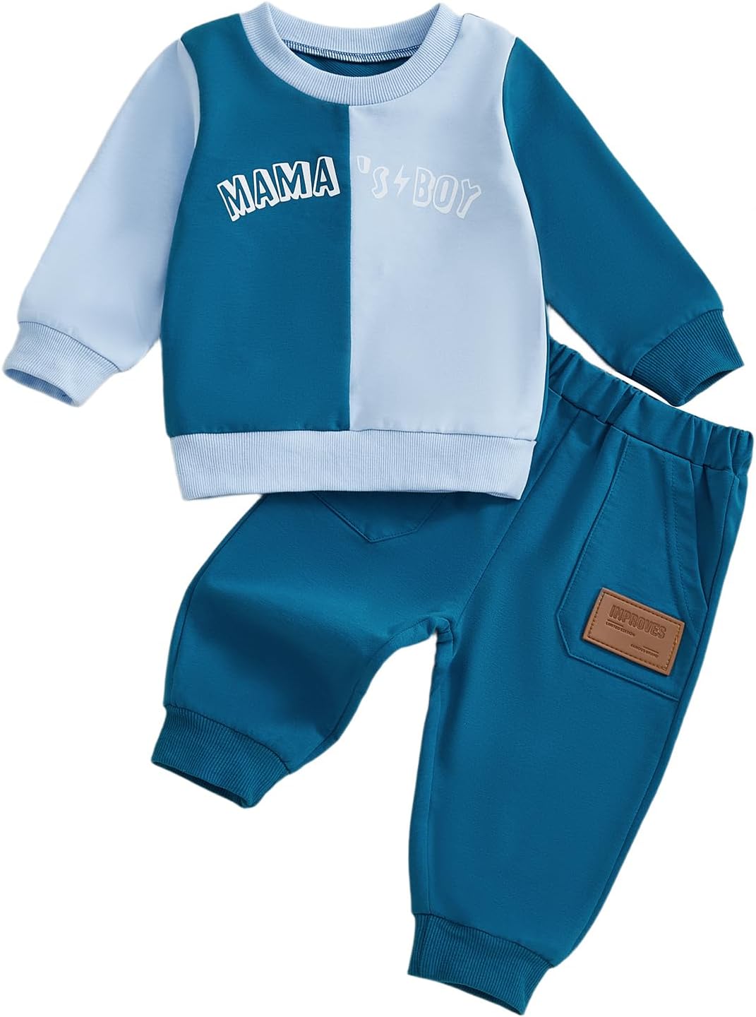Kupretty Toddler Baby Boy Fall Winter Clothes Color Block Long Sleeve Sweatshirt Pullover Tops +