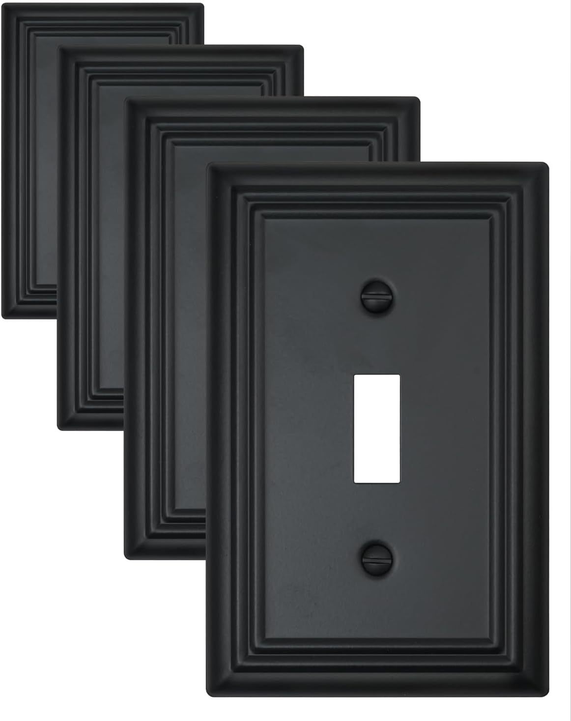4-Pack Single Toggle Wall Plates, Decorative Black Switch Plate Covers, Metal Light Switch Covers
