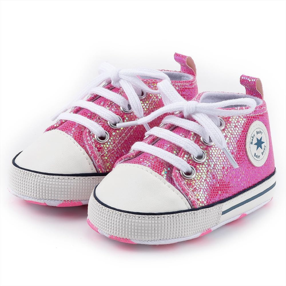 Unisex Baby Girls Boys Canvas High-top Shoes, Newborn Infant Anti-Slip Soft Sole Frist Walking