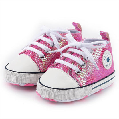 Unisex Baby Girls Boys Canvas High-top Shoes, Newborn Infant Anti-Slip Soft Sole Frist Walking