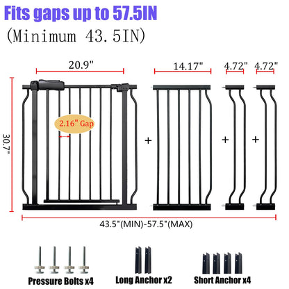 Baby Gates Extra Wide 53-57.5 Inch Large Baby Gate for Stairs Tension Pet Dog Gates Indoor for