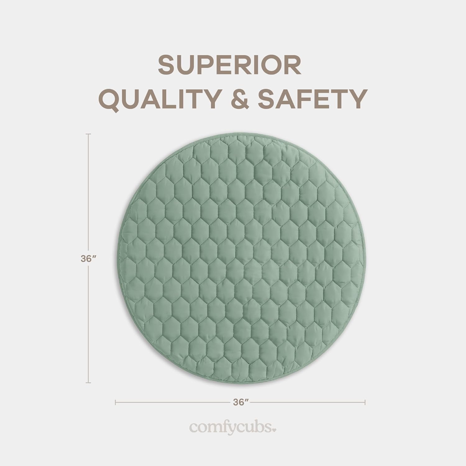 Comfy Cubs Round Kids Play Mat -Small 36 inches Soft Quilted Baby Floor Mat with Non-Slip Bottom
