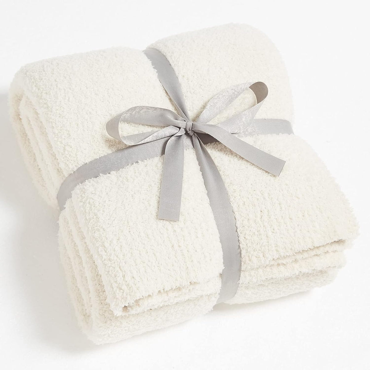 CYMULA Super Soft Knit Throw Blanket Twin Size Cream White-Lightweight Plush Fuzzy Fluffy Warm Cozy