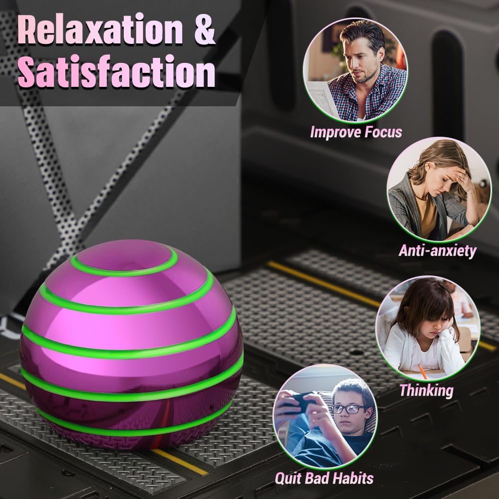 Luminous Desk Spinning Ball Toys for Kids Adults, Metal Optical Illusion Fidget Spinner Kinetic