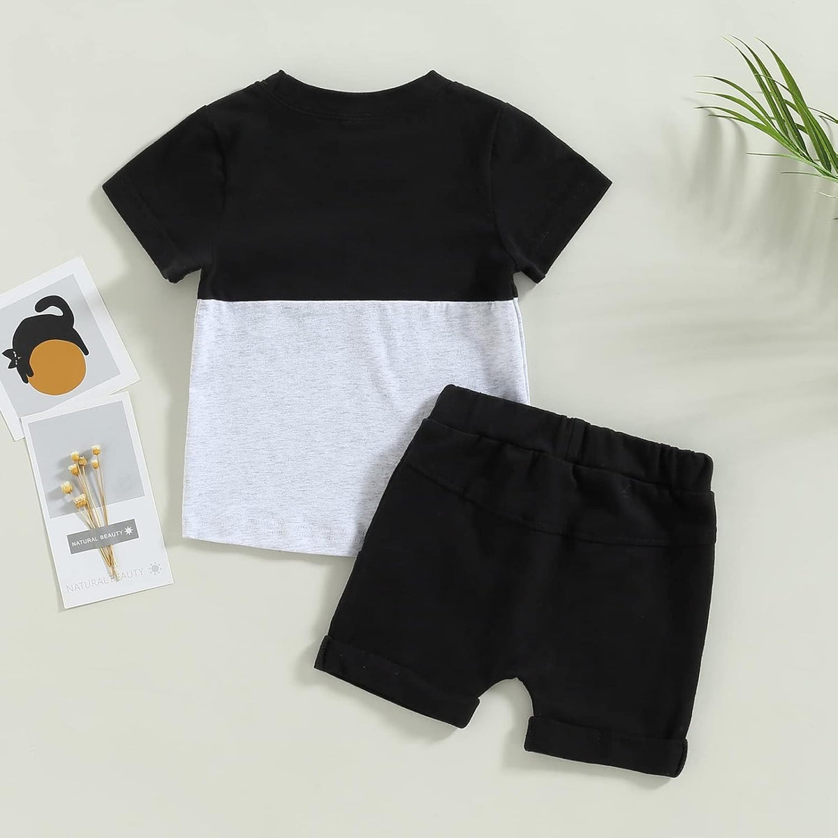 fhutpw Baby Toddler Boy Clothes Summer Outfits 6 12 18 24 Months Patchwork Short Sleeve T Shirt &