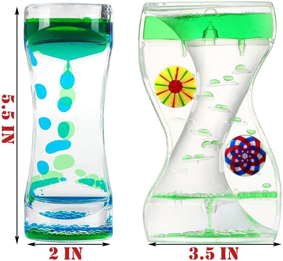 Liquid Motion Bubbler Timer 2 Pack Bubble Timers Hourglass Liquid Bubbler Oil and Water Sensory