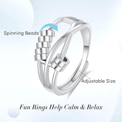 INFUSEU Funny Spinner Fidget Rings for Women Girls Anti Anxiety Stress Worry, Adjustable Size