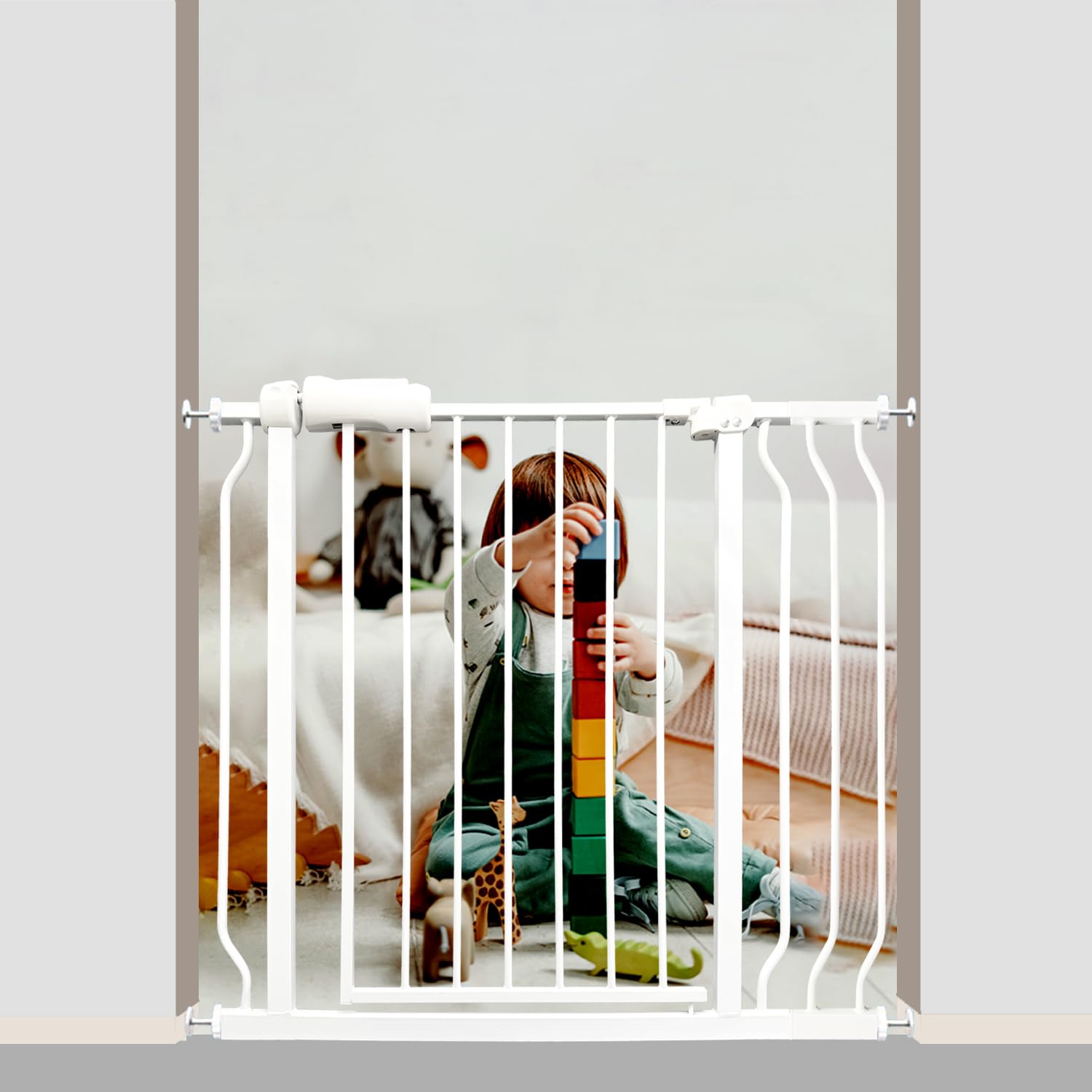 Walk Through Baby & Dog Gate 29-38.5 Inch, Pressure Mounted No Drilling, Adjustable Indoor Safety