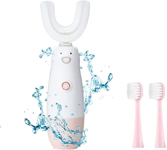 Kids Electric Toothbrush，U Shaped Toothbrush Waterproof Battery Powered 360 Automatic Sonic Toddler