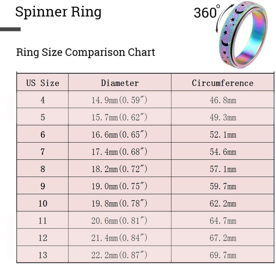 OreilleStar Anxiety Ring for Women Spinner Ring Fidget Ring Fidget Toys Adults Spinner Rings