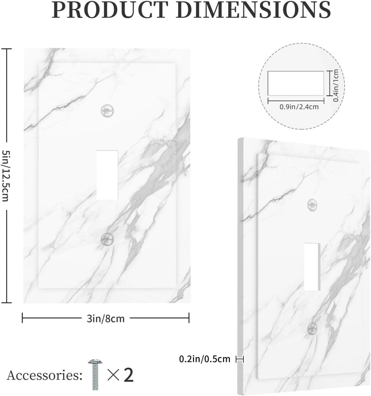 Decorative Light Switch Cover Modern White Gray Marble 1 Gang Single Toggle Device Electrical