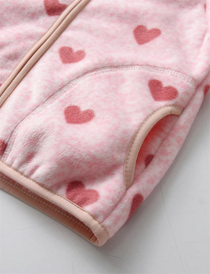 Kids Printed Polar Fleece Jacket Toddler Baby Boys Girls Autumn Winter Warm Sherpa Lining Outerwear