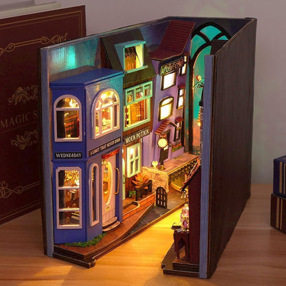WYD DIY Bookstand Kit British Magic House Street View Architectural Model Handmade Desk Insert