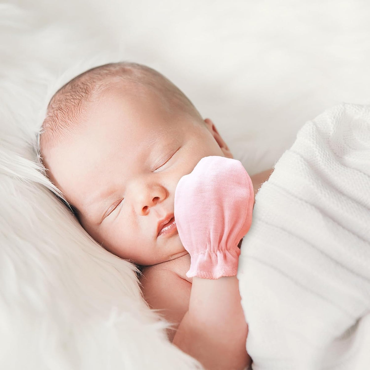 BQUBO Newborn Infant Toddler Mittens No Scratch Cotton Elastic Wrist Gloves Hypoallergenic for 0-6