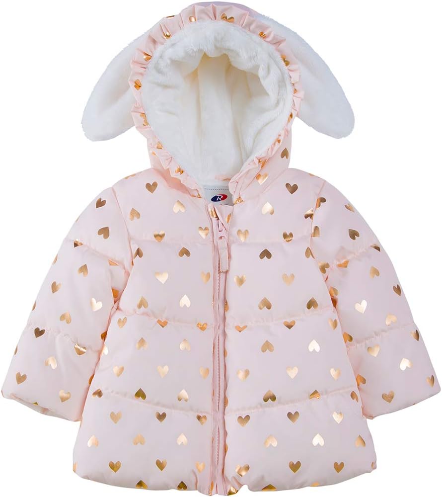 Rokka&Rolla Baby Girls' Water-Resistant Soft Mini Fur Lined Puffer Jacket Winter Coat for Newborn