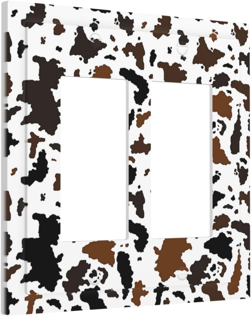Decorative Outlet Covers Rustic Cowhide Highland Cow Milk Cow 2 Gang Double Gfci Rocker Electrical