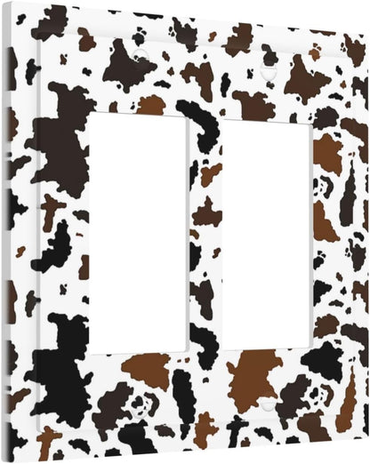 Decorative Outlet Covers Rustic Cowhide Highland Cow Milk Cow 2 Gang Double Gfci Rocker Electrical