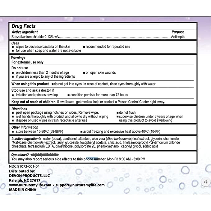 XL Individually Wrapped Nurture Antibacterial Body & Hand Wipes | Alcohol-Free Antiseptic Wet
