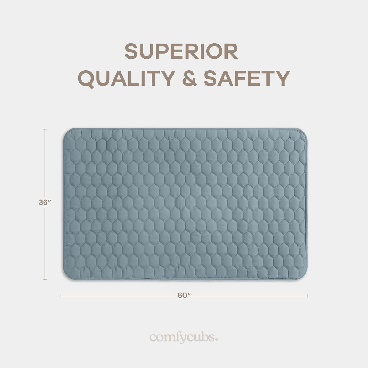 Comfy Cubs Rectangle Kids Play Mat - Small 36 x 60 inches Soft Quilted Baby Floor Mat with Non-Slip