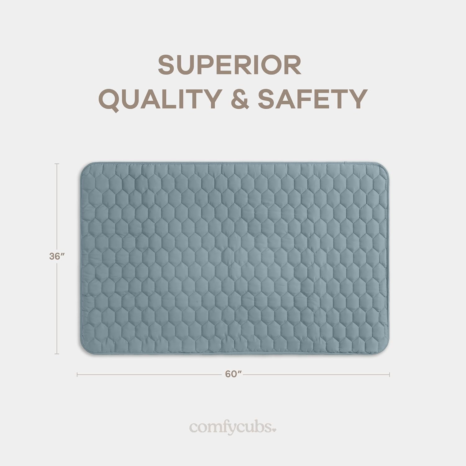 Comfy Cubs Rectangle Kids Play Mat - Small 36 x 60 inches Soft Quilted Baby Floor Mat with Non-Slip