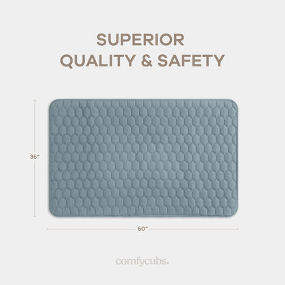 Comfy Cubs Rectangle Kids Play Mat - Small 36 x 60 inches Soft Quilted Baby Floor Mat with Non-Slip