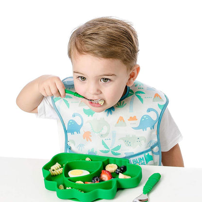 Bumkins Toddler Utensils, Kids Size Fork and Spoon Set, Silicone and Stainless-Steel Training