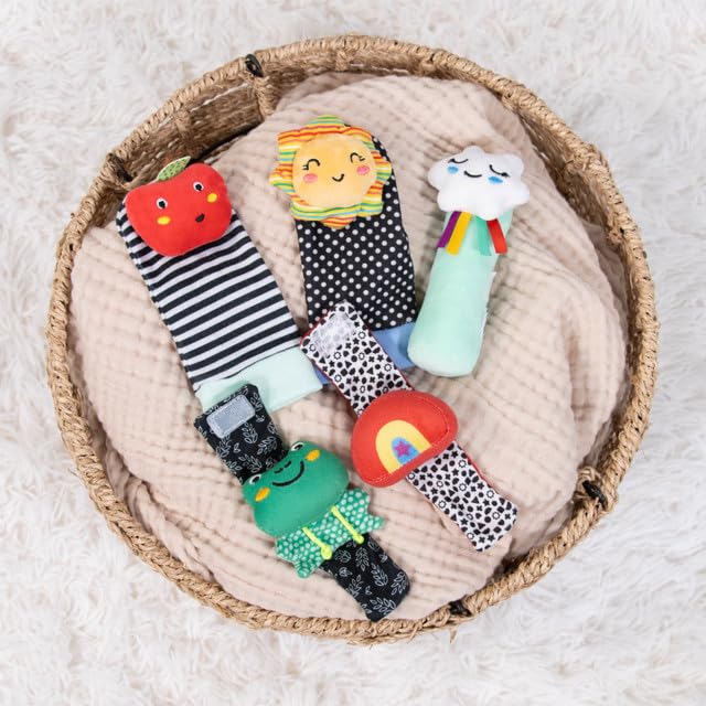 The Peanutshell Sock Rattles Set of 5 - Girl Boy Rattle Socks, Baby Toys 0-6-12 Month, Animal