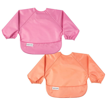 Tiny Twinkle Mess Proof Baby Bibs, 2pk Waterproof Smock Baby Bibs for Eating, Machine Washable Long