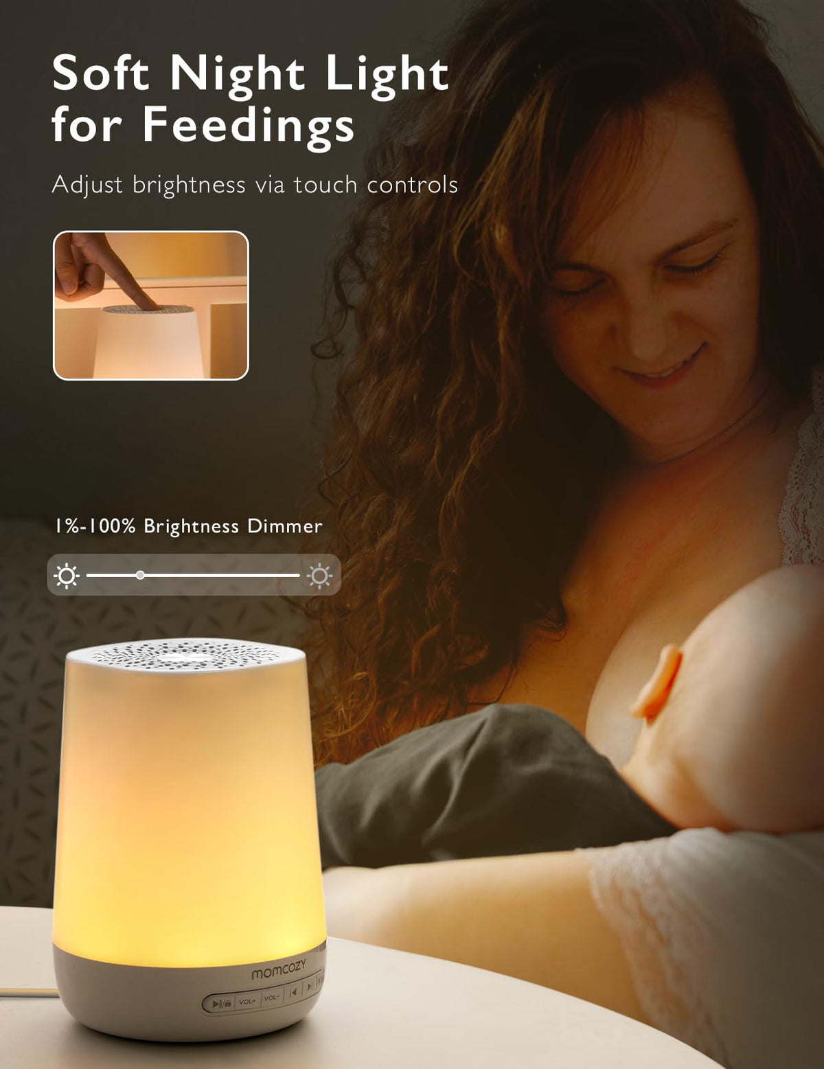 Momcozy Smart Baby Sound Machine with Night Light, White Noise Machine