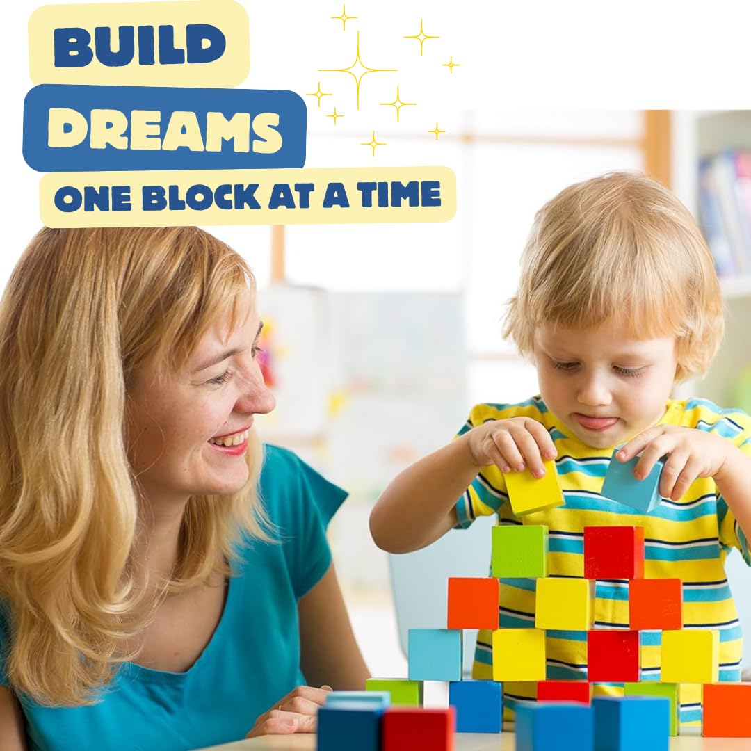 Pidoko Kids Building Blocks for Toddlers 1-3, 100 Pcs Wooden Blocks
