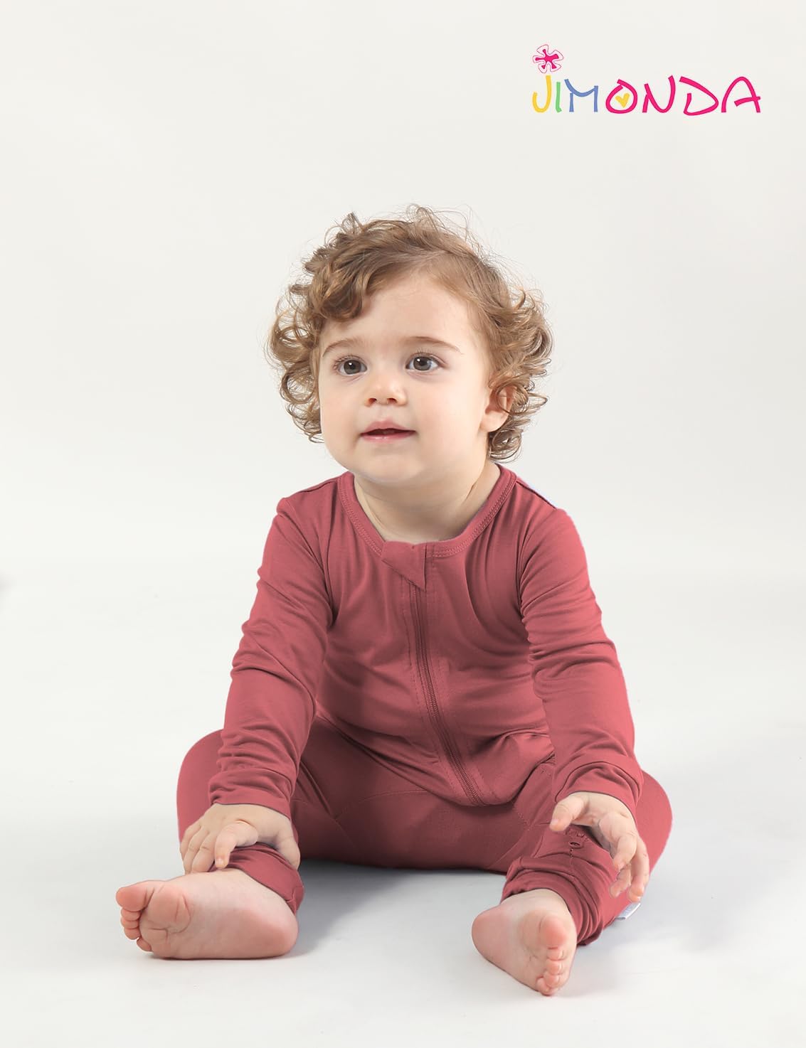 Jimonda Baby Romper Boys Girls Bamboo Pajamas 2-Way Zipper Footless Unisex Long Sleeve Sleepers
